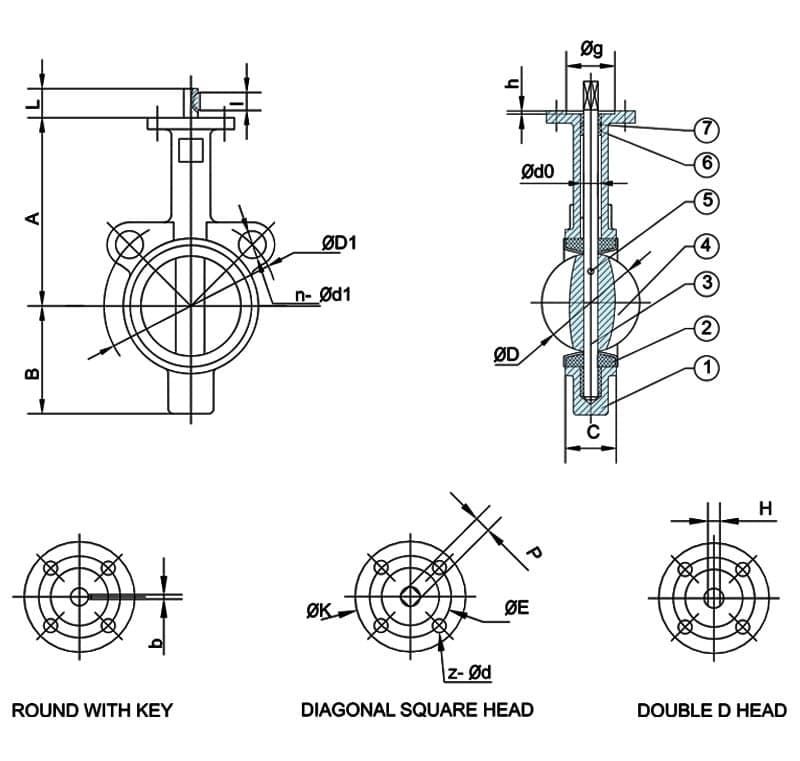 Two Holes PTFE Wafer Butterfly Valve (4)