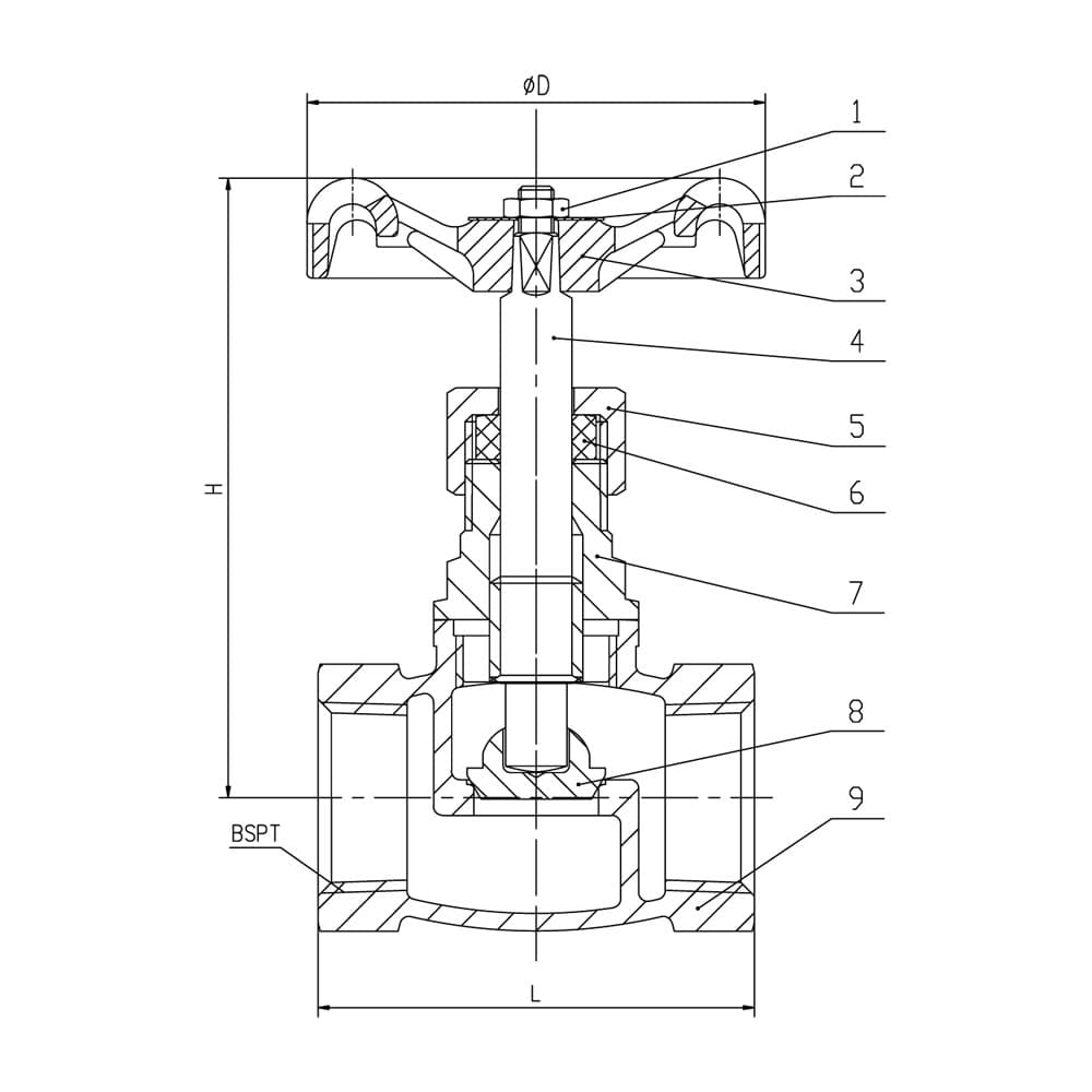 Bronze SDNR Globe Valve - BSPT (2)