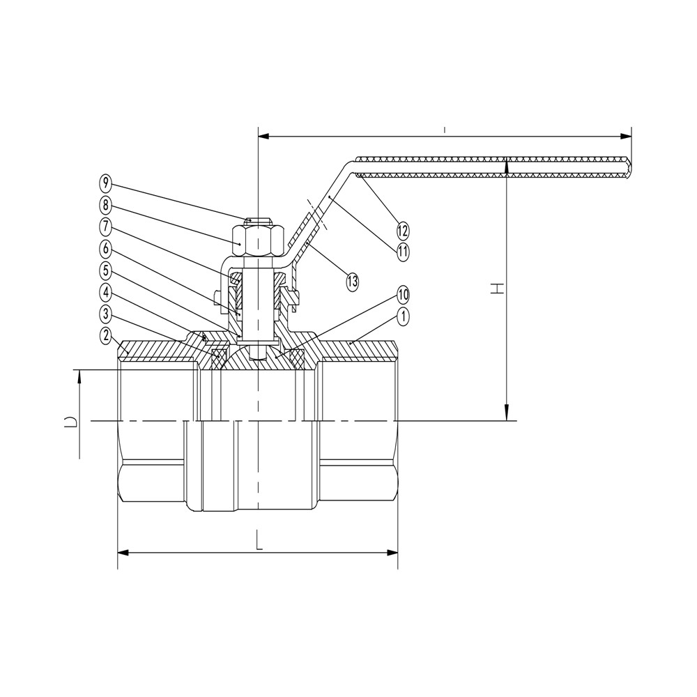 SS 2PC Ball Valve M3 - BSP drawing 1