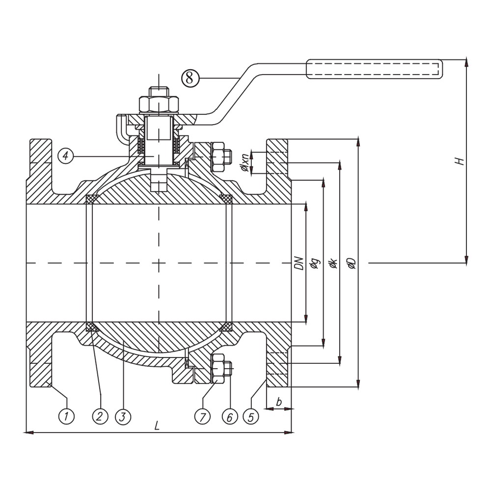 2 Pcs Design Ball Valve Full Bore drawing 1
