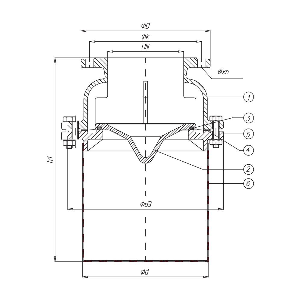 Foot Valve Without Spring drawing 1