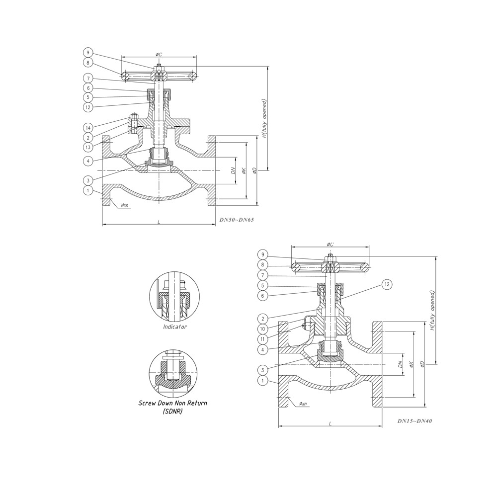 JIS 5K Straight Globe Valve drawing 1
