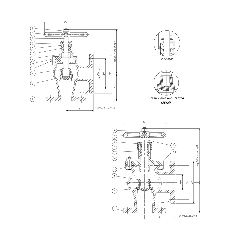 JIS 5K Angle Globe Valve drawing 1