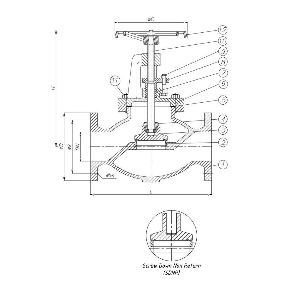 JIS 5K Straight Globe Valve drawing 1