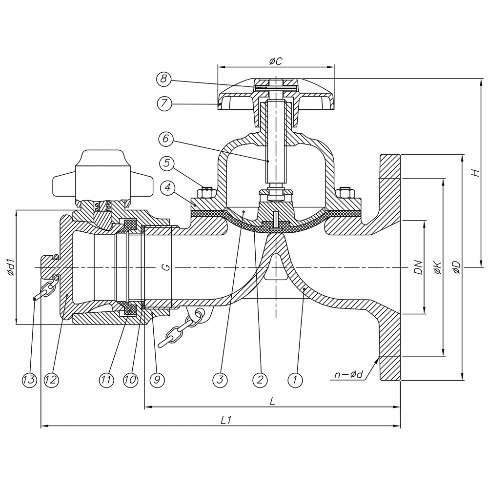 Diaphragm Type Fire Valve drawing 1