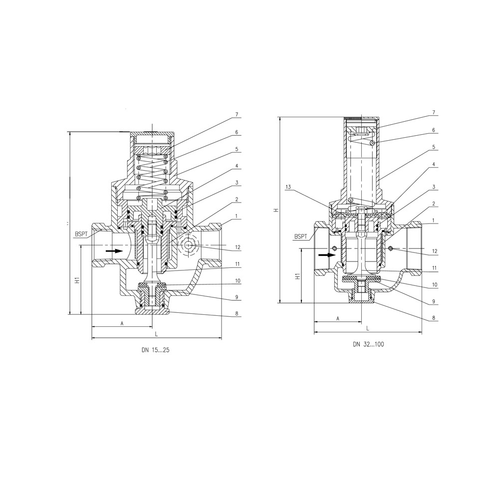 Bronze Pressure Reducing Valve drawing 1