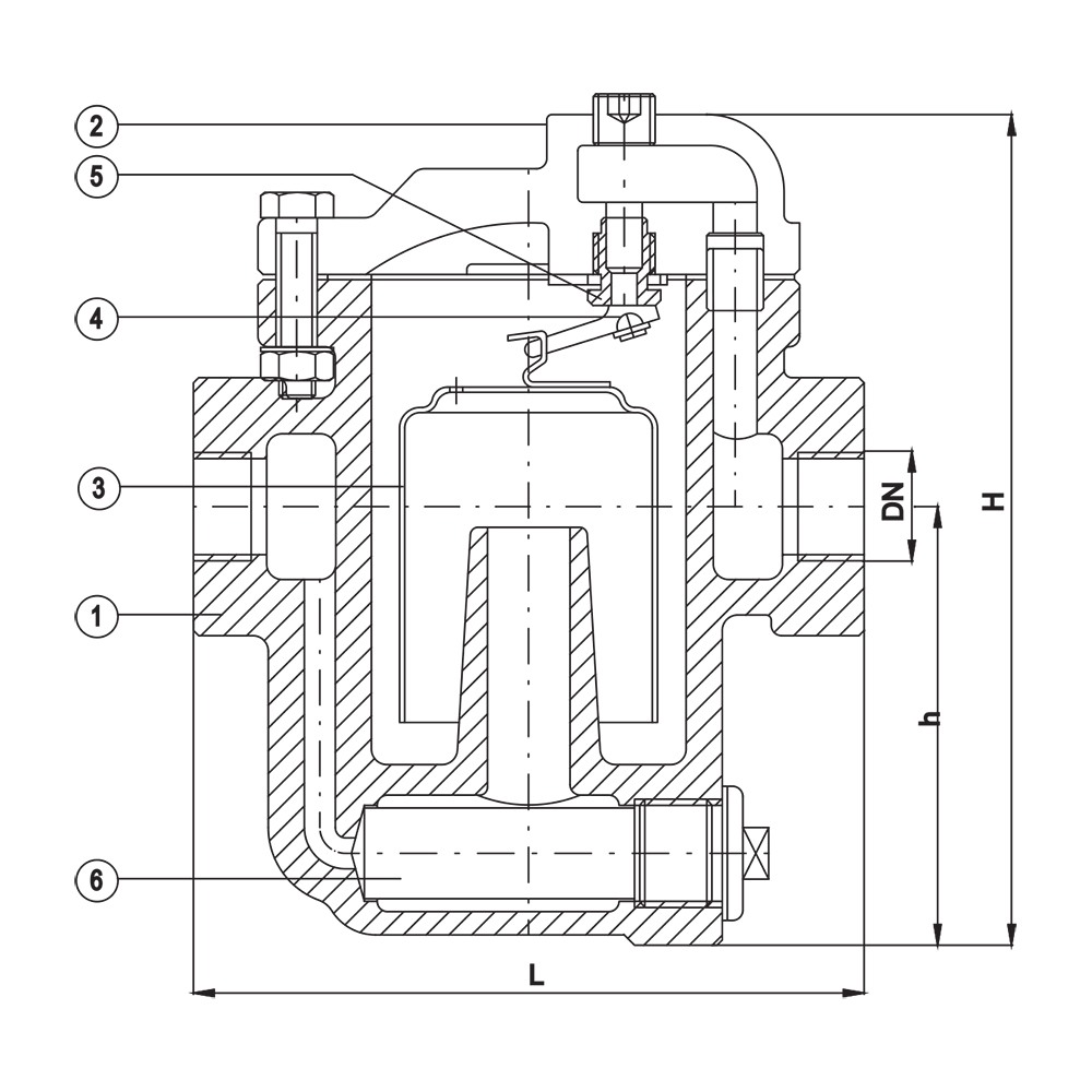 Invert Bucket Steam Trap (Threaded) drawing 1