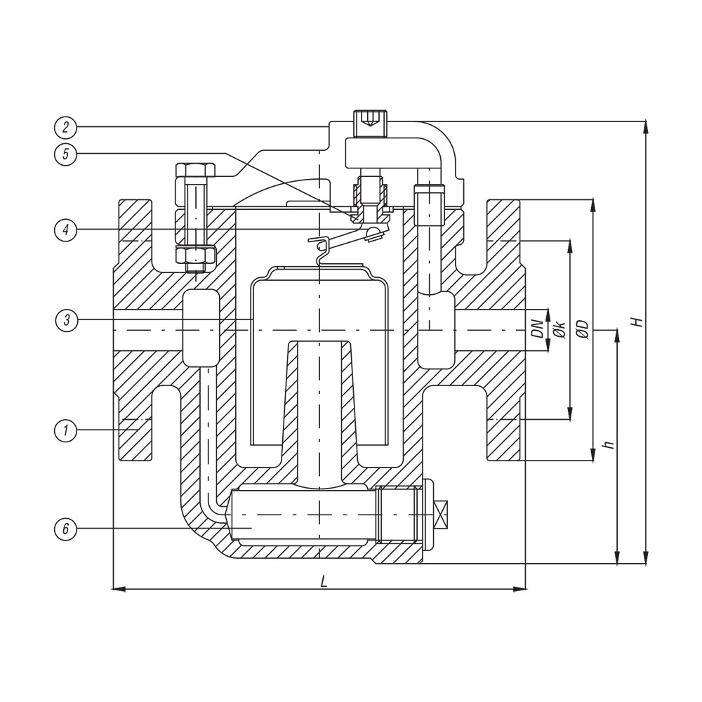 Invert Bucket Steam Trap (Flanged) drawing 1