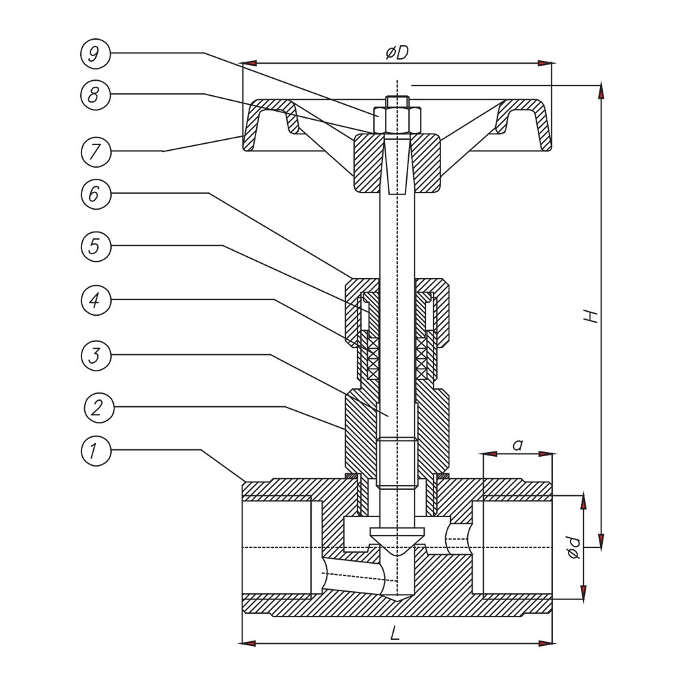 Threaded Needle Valve drawing 1