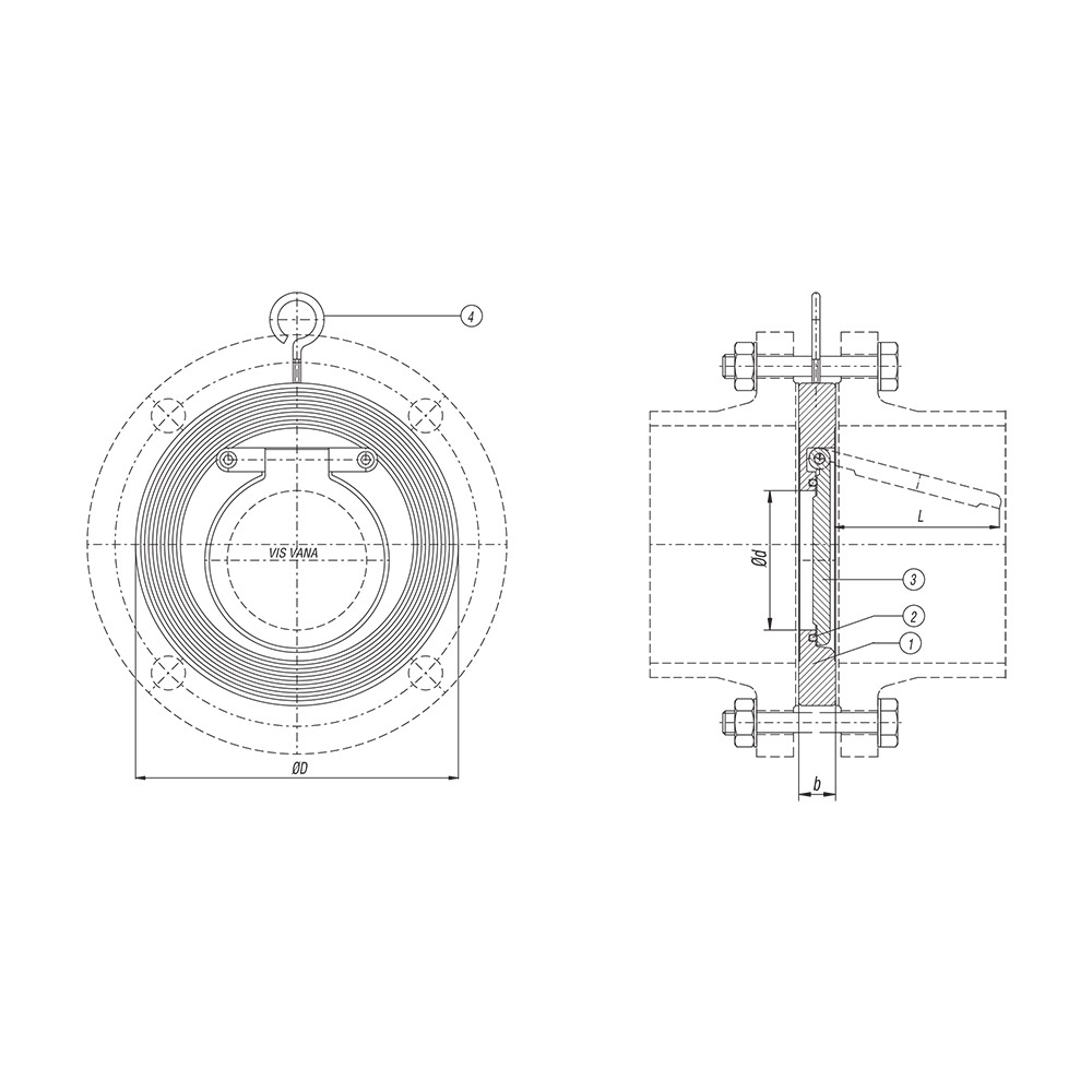 Wafer Check Valve (Marine) drawing 1