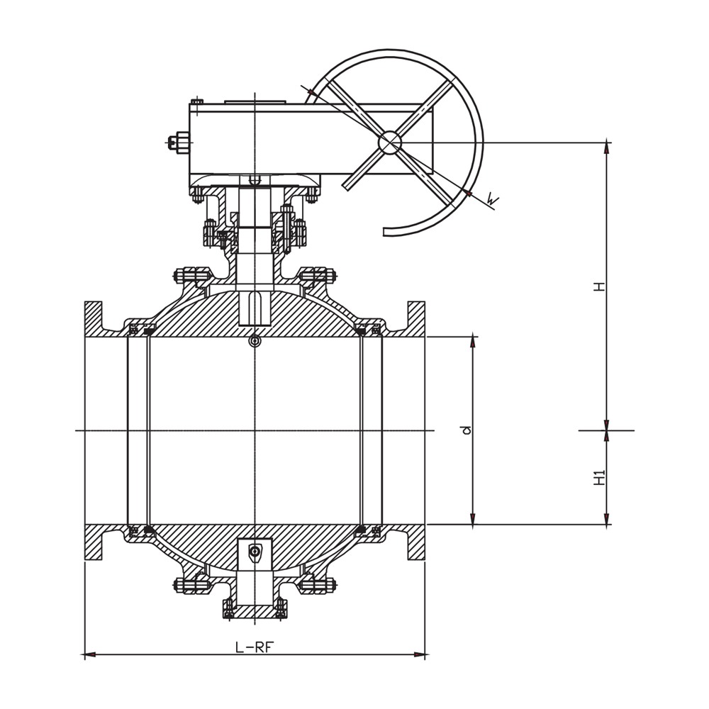 API Trunnion Ball Valve drawing 1
