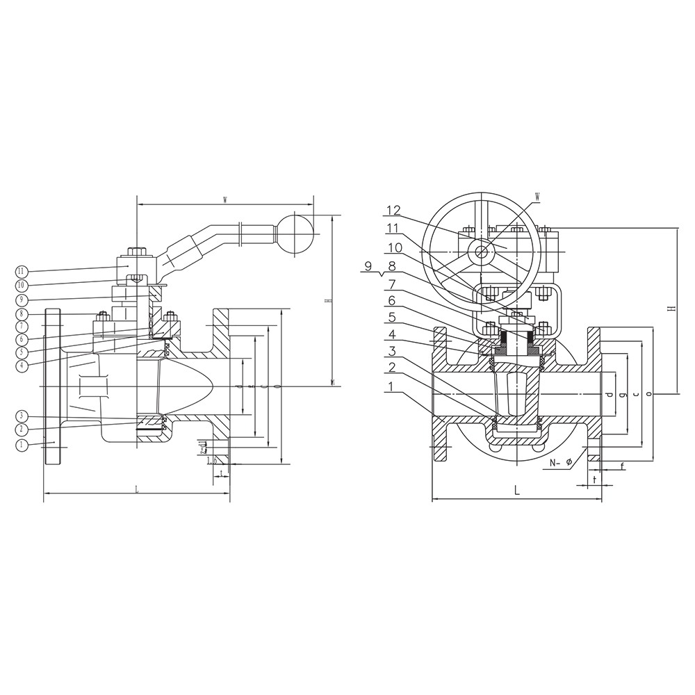 API Sleeve Type Soft Sealing Plug Valve drawing 1