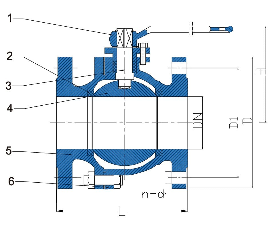 Pneumatic Actuator Ball Valve drawing 1