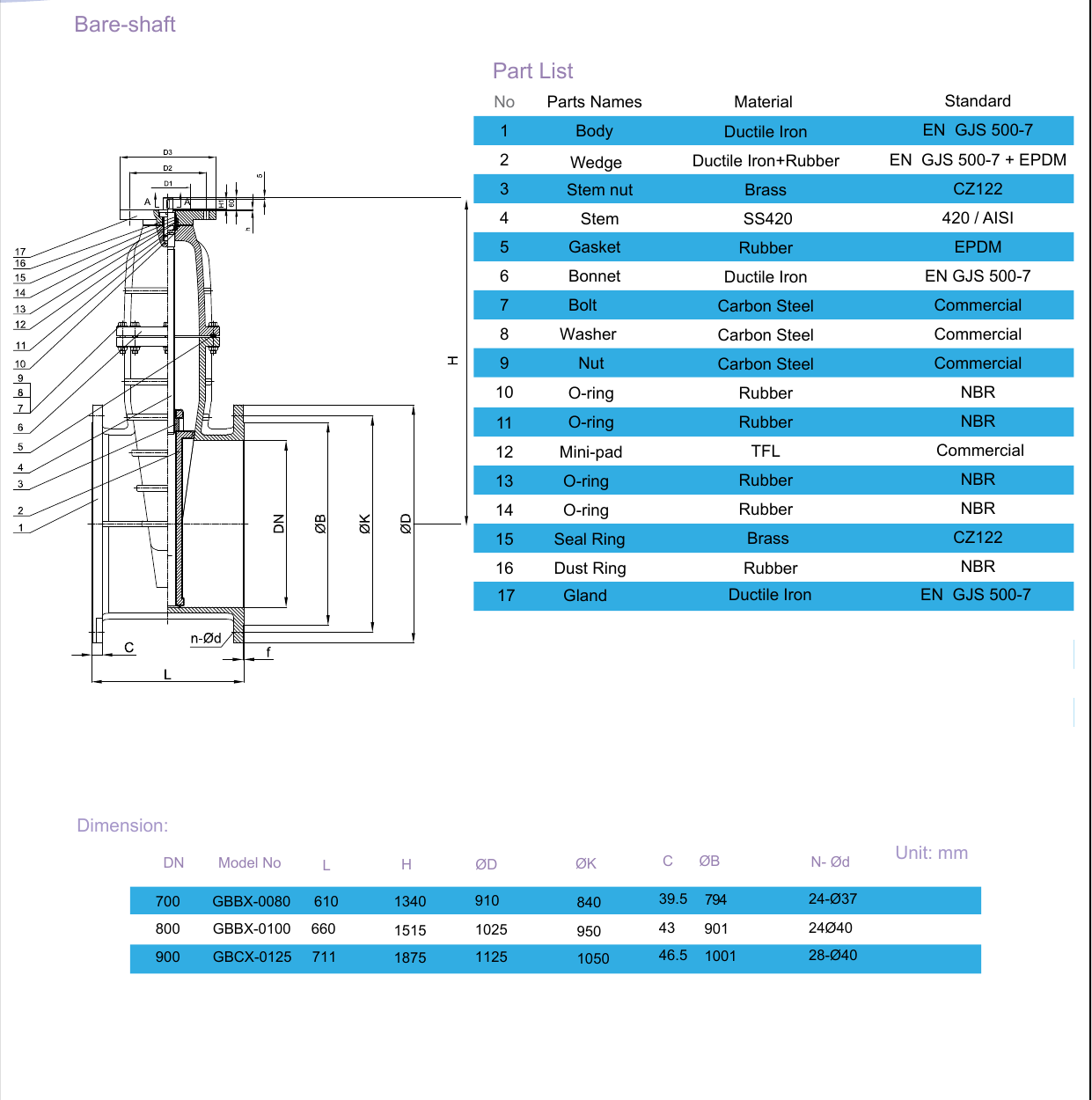 RSV Gate Valve - Bare Shaft drawing 3