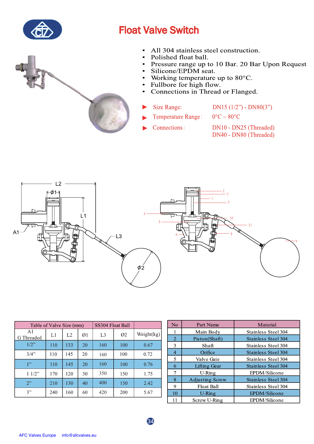 Float Valve Switch drawing 1