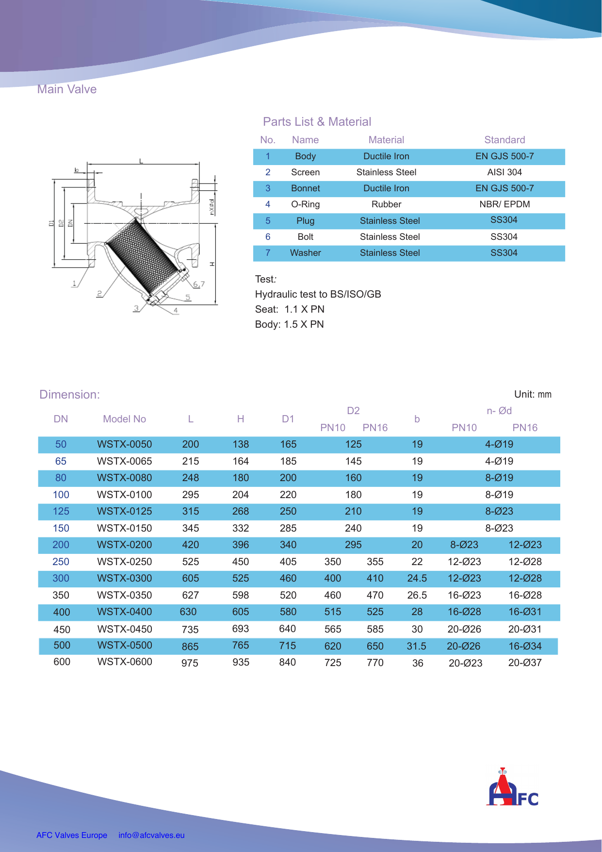 WSTX Y-Strainer drawing 1