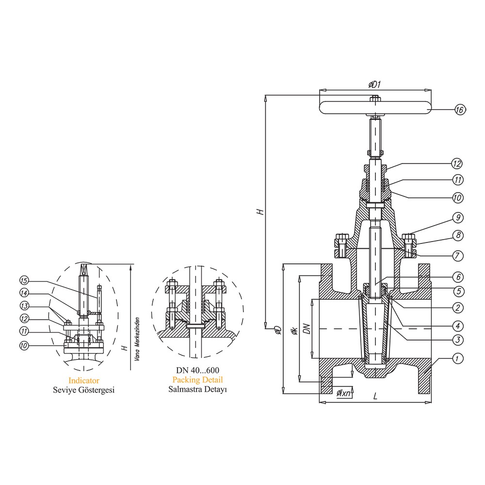 Gate Valve With Stuf. Box and Indicator drawing 1