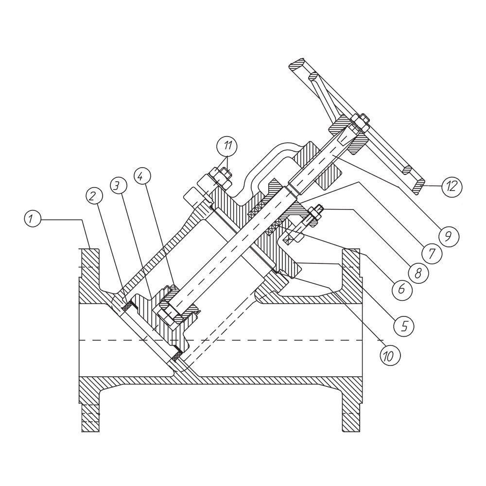 Y Type Globe Valve drawing 1