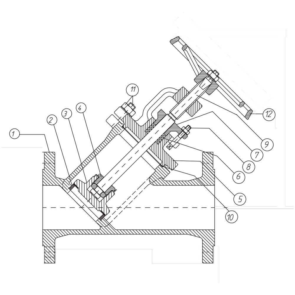 Y Type Cast Steel Globe Valve drawing 1