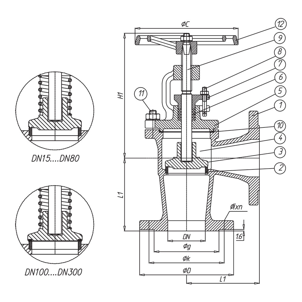 Angle Type SDNR Globe Valve 150 Lb drawing 1