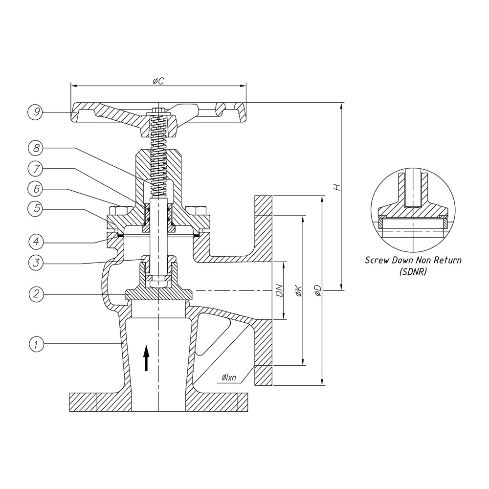 Aluminum Angle Globe Valve PN16 drawing 1