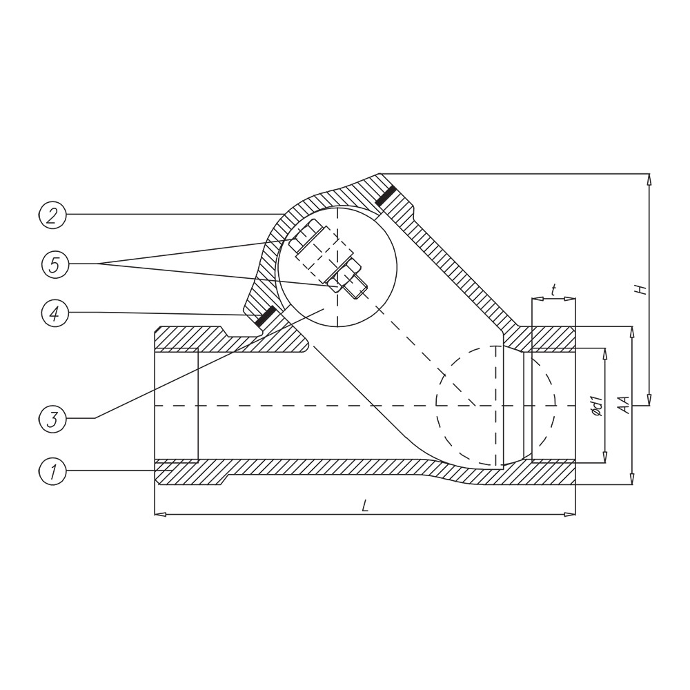 Threaded Ball Check Valve drawing 1
