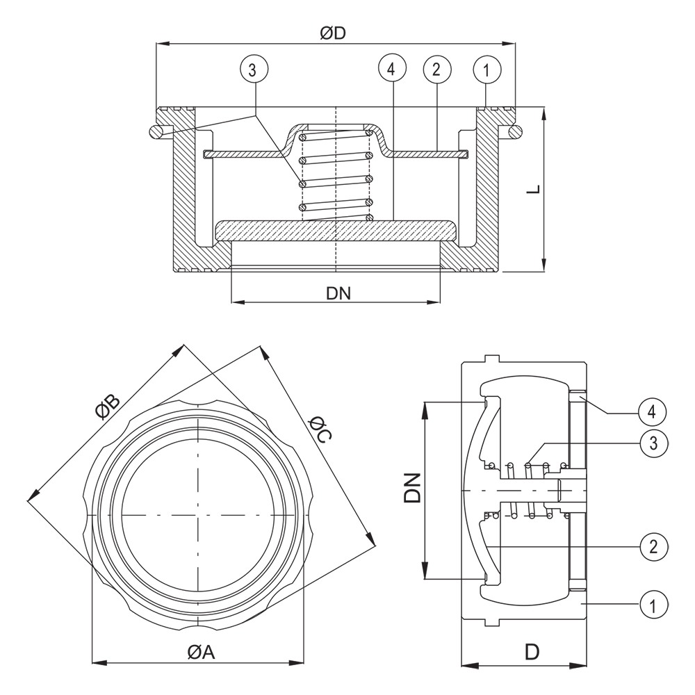 Disc Check Valve drawing 1