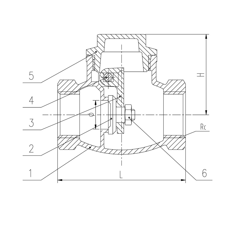 Threaded Bronze Swing Check Valve drawing 1